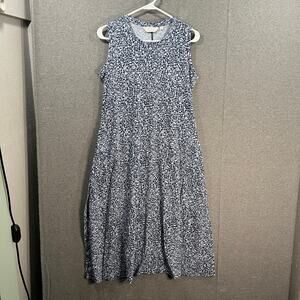 Encore by Idina Menzel Petite Easy Jersey Tee Dress Blue Floral, Petite Small